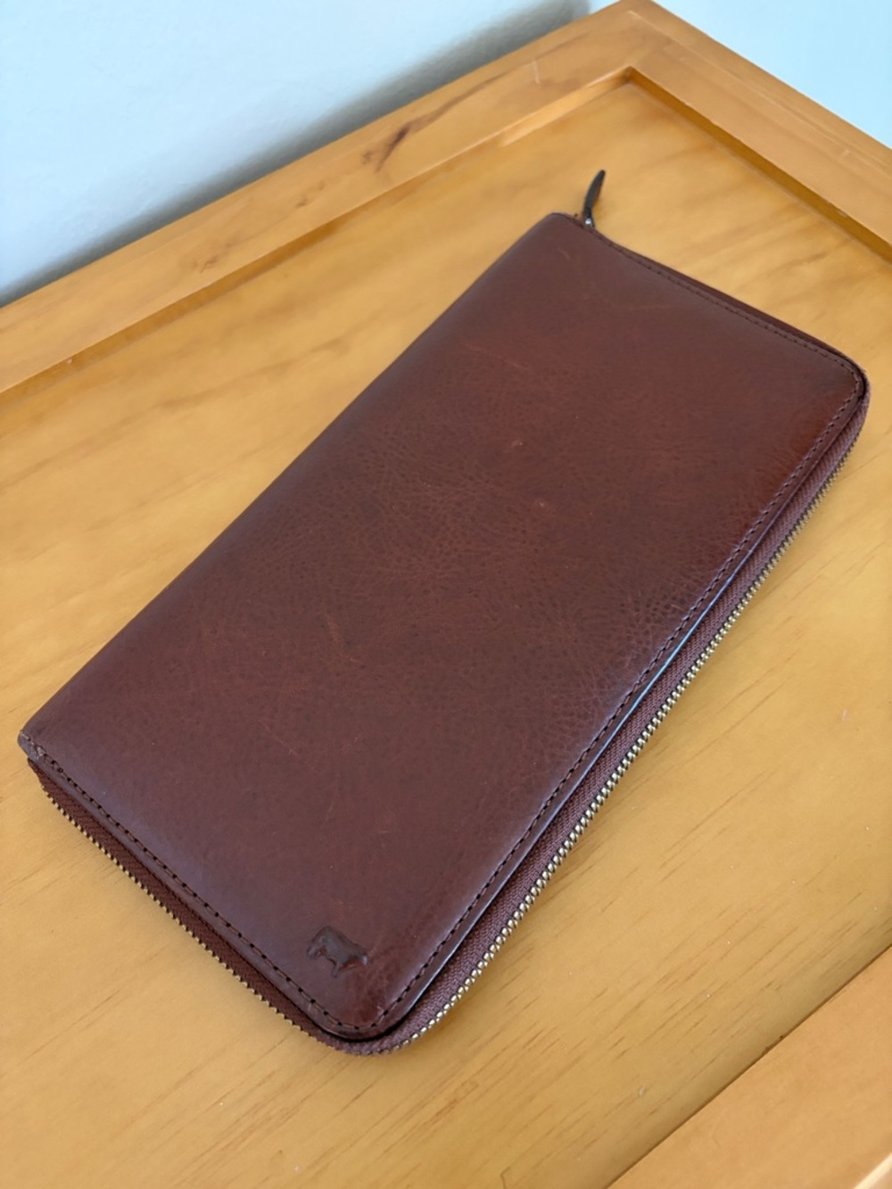 Will Brown Leather Zip Around Travel Wallet. Very Gently Used. 9 1/4 x 4 3/4.